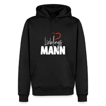 Lieblingsmann - Männer Premium Bio Hoodie - Schwarz - Vorne - Nico (187cm)