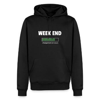 week end - Sweat à capuche Premium bio Homme - noir - Devant - Nico (187cm)