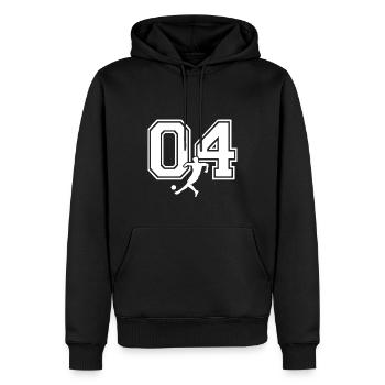 Soccer Number 04 Soccer Player - Men’s Premium Organic Hoodie - black - Front - Nico (187cm)