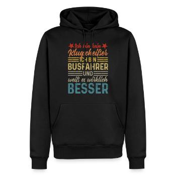 kein Klugscheißer lustige Sprüche Busfahrer - Männer Premium Bio Hoodie - Schwarz - Vorne - Nico (187cm)