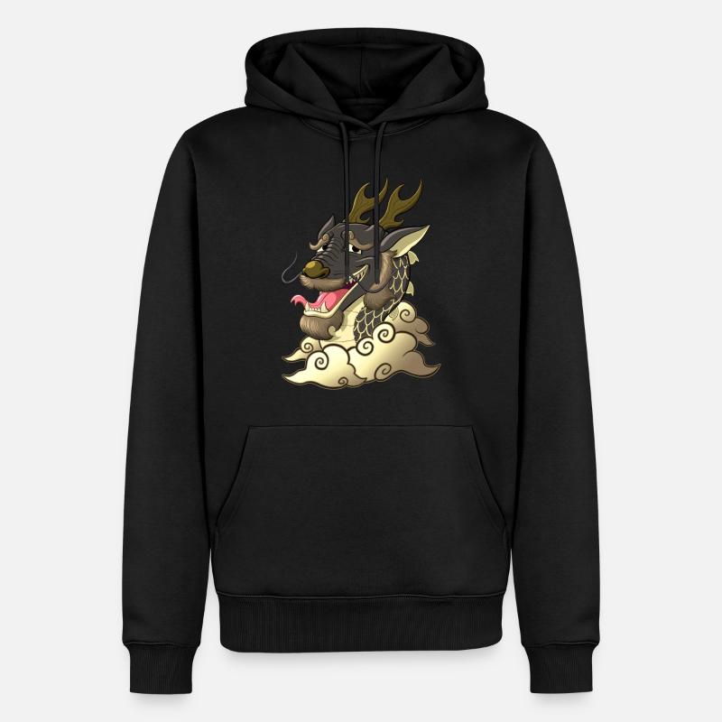 Funny Black Dragon - Sweat à capuche Premium bio Homme - noir