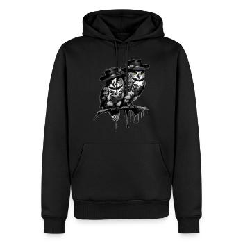 Eulen mit Hut - Männer Premium Bio Hoodie - Schwarz - Vorne - Nico (187cm)