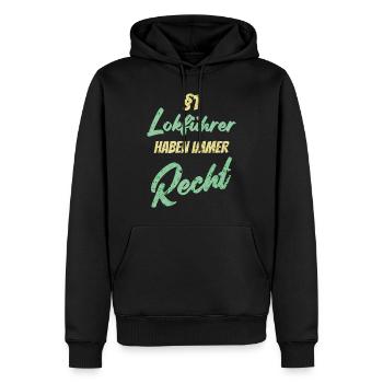 §1 Lokführer haben immer Recht - Männer Premium Bio Hoodie - Schwarz - Vorne - Nico (187cm)