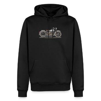 Motorrad Ikone mit Aussage - Männer Premium Bio Hoodie - Schwarz - Vorne - Nico (187cm)