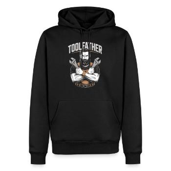 Le Parrain de l’Outil - Chemise Cadeau Artisanale - Sweat à capuche Premium bio Homme - noir - Devant - Nico (187cm)