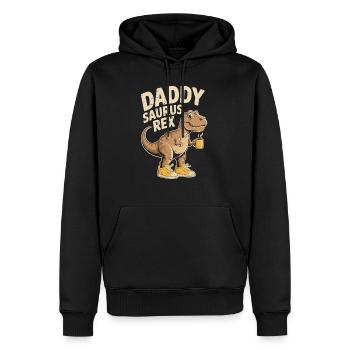Papa Dino T-Shirt - Männer Premium Bio Hoodie - Schwarz - Vorne - Nico (187cm)