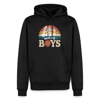 Vater - Besser leben mit meinen Jungs - Männer Premium Bio Hoodie - Schwarz - Vorne - Nico (187cm)