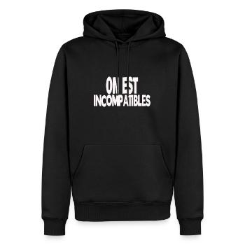 on est incompatibles - Sweat à capuche Premium bio Homme - noir - Devant - Nico (187cm)