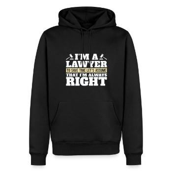 Je suis avocat, cabinet d’avocats, avocat spécialisé dans les cadeaux - Sweat à capuche Premium bio Homme - noir - Devant - Nico (187cm)