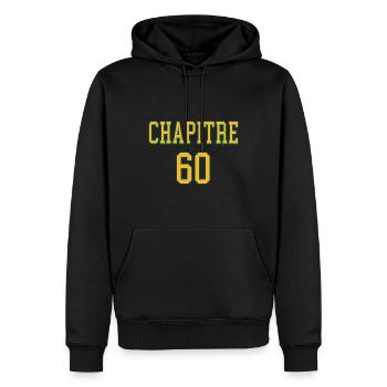 Chapitre 60 ans anniversaire humour sexagénaire - Sweat à capuche Premium bio Homme - noir - Devant - Nico (187cm)