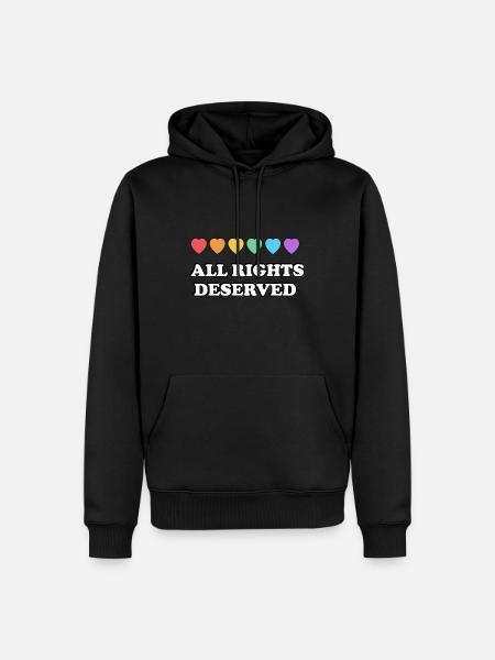 ALL RIGHTS DESERVED Rainbow Hearts LGBT PRIDE - Men’s Premium Organic Hoodie - black