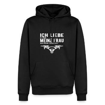 Ich Liebe meine Frau Drohne Fliegen lässt - Männer Premium Bio Hoodie - Schwarz - Vorne - Nico (187cm)