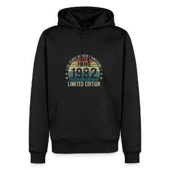 June Born 1982 40th birthday 40 years - Men’s Premium Organic Hoodie - black - Front - Nico (187cm)
