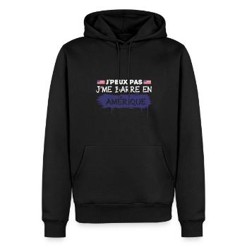 j'peux pas je me barre en Amérique | USA !! - Sweat à capuche Premium bio Homme - noir - Devant - Nico (187cm)