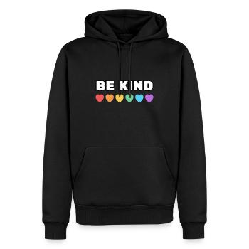 Be Kind Rainbow Hearts LGBT Pride - Sweat à capuche Premium bio Homme - noir - Devant - Nico (187cm)