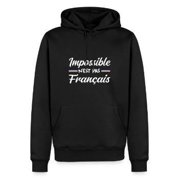 Impossible n est pas francais - Sweat à capuche Premium bio Homme - noir - Devant - Nico (187cm)