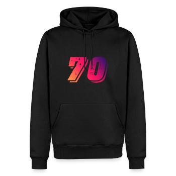 Symbole de 70 chiffres - Sweat à capuche Premium bio Homme - noir - Devant - Nico (187cm)
