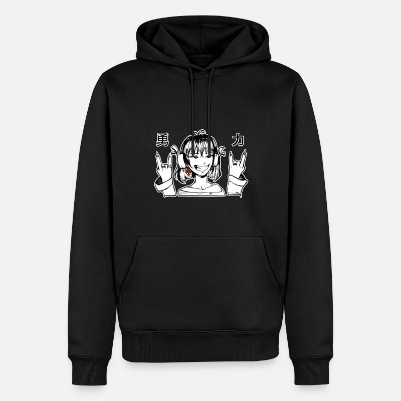 Fille dure avec casque - Sweat à capuche Premium bio Homme - noir