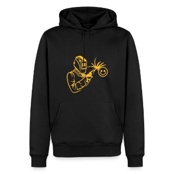 Schweissen macht glücklich - Männer Premium Bio Hoodie - Schwarz - Vorne - Nico (187cm)