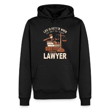 Advocaat Gift - Mannen Premium Bio hoodie - zwart - Voor - Nico (187cm)