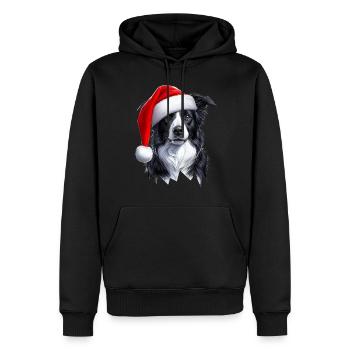 Père Noël Border Collie - Sweat à capuche Premium bio Homme - noir - Devant - Nico (187cm)