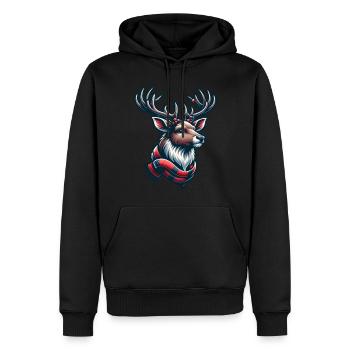 Renne de Noël - Sweat à capuche Premium bio Homme - noir - Devant - Nico (187cm)