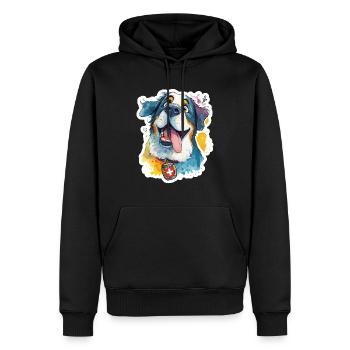 Saint-Bernard suisse majestueux - Sweat à capuche Premium bio Homme - noir - Devant - Nico (187cm)