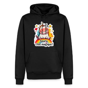 Magisches Einhorn – Maus, es ist Magie! - Männer Premium Bio Hoodie - Schwarz - Vorne - Nico (187cm)