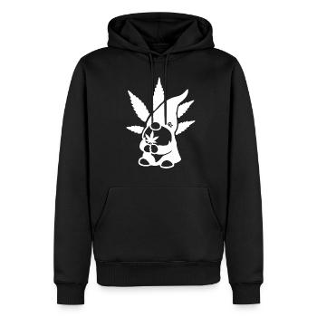 Süßer Hanf Gnom/Zwerg mit Cannabisblatt - Weedlove - Männer Premium Bio Hoodie - Schwarz - Vorne - Nico (187cm)