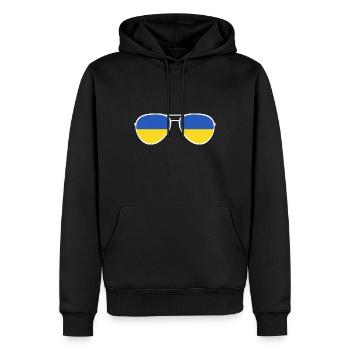 Ukraine Ukraina Slava Ukraine Sonnenbrille Flagge - Männer Premium Bio Hoodie - Schwarz - Vorne - Nico (187cm)