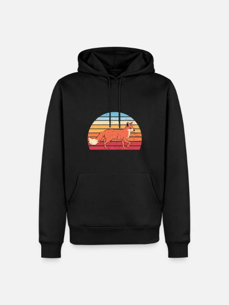 Retro Fuchs - Männer Premium Bio Hoodie - Schwarz