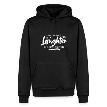 Ein Tag ohne Lachen ist ein positiver Tag - Männer Premium Bio Hoodie - Schwarz - Vorne - Nico (187cm)
