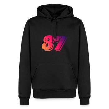 Symbole numérique 87 - Sweat à capuche Premium bio Homme - noir - Devant - Nico (187cm)