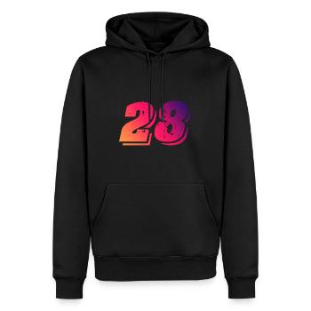 28 Symbole numérique - Sweat à capuche Premium bio Homme - noir - Devant - Nico (187cm)