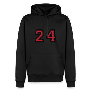 24 symboles numériques - Sweat à capuche Premium bio Homme - noir - Devant - Nico (187cm)