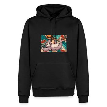 Exotic Animal Idler Gift Sloth - Men’s Premium Organic Hoodie - black - Front - Nico (187cm)
