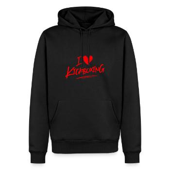 I love kick boxing - Men’s Premium Organic Hoodie - black - Front - Nico (187cm)