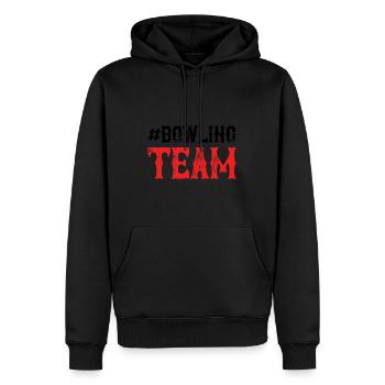 Bowling Team - Männer Premium Bio Hoodie - Schwarz - Vorne - Nico (187cm)