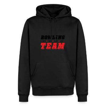 Bowling Team - Männer Premium Bio Hoodie - Schwarz - Vorne - Nico (187cm)