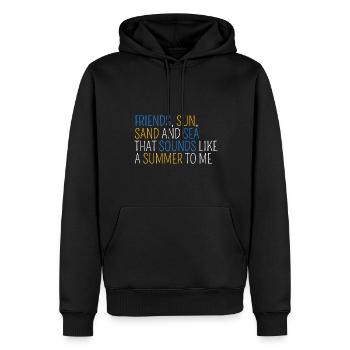 Amis, soleil, sable et mer, c’est l’été - Sweat à capuche Premium bio Homme - noir - Devant - Nico (187cm)