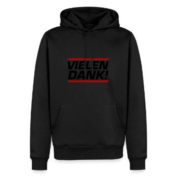 Vielen Dank Danke - Männer Premium Bio Hoodie - Schwarz - Vorne - Nico (187cm)
