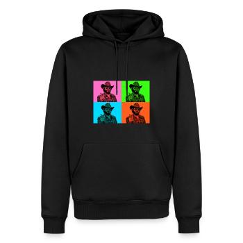 Neon Cowboy Pop Art - Männer Premium Bio Hoodie - Schwarz - Vorne - Nico (187cm)