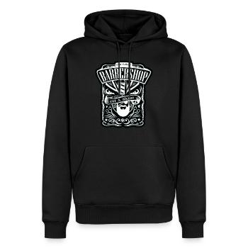 BARBERSHOP VINTAGE N/B - Men’s Premium Organic Hoodie - black - Front - Nico (187cm)