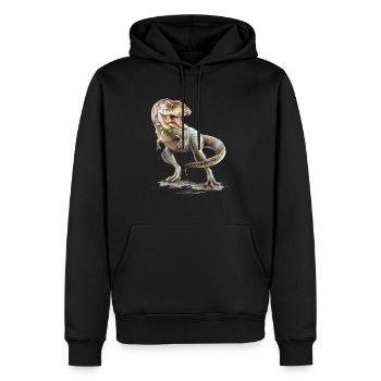 T-Rex - Männer Premium Bio Hoodie - Schwarz - Vorne - Nico (187cm)