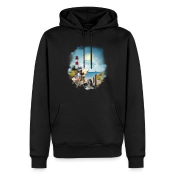 Bearded Collie - maritim - Männer Premium Bio Hoodie - Schwarz - Vorne - Nico (187cm)