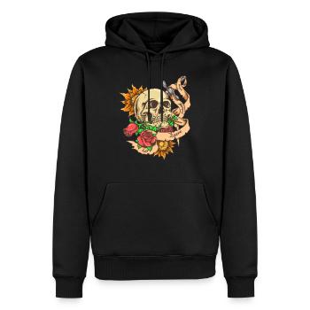 Schädel-Tattoo - Männer Premium Bio Hoodie - Schwarz - Vorne - Nico (187cm)