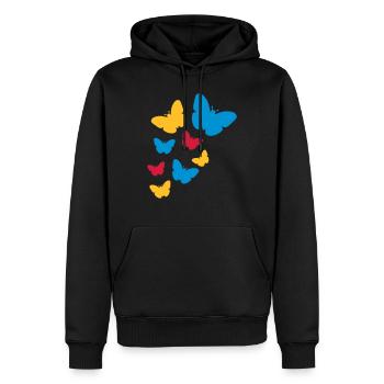 viele bunte schmetterlinge muster silhouette insek - Männer Premium Bio Hoodie - Schwarz - Vorne - Nico (187cm)