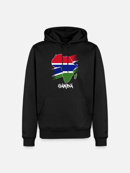 Gambia Flagge in Afrika Karte Liebe Gambia - Männer Premium Bio Hoodie - Schwarz