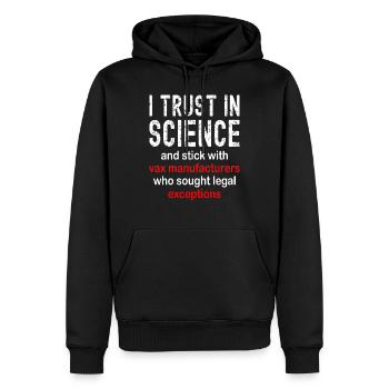 Trust in science anti-vaccination gift - Männer Premium Bio Hoodie - Schwarz - Vorne - Nico (187cm)