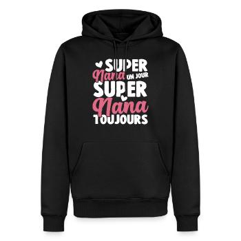 Femme Super Nana Un Jour Super Nana Toujours Nana - Sweat à capuche Premium bio Homme - noir - Devant - Nico (187cm)